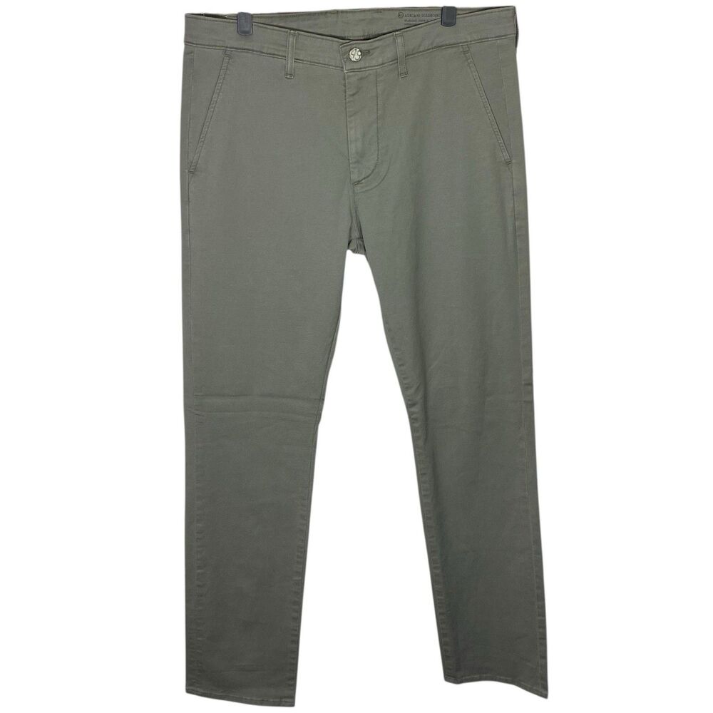 AG Adriano Goldschmied Pants Mens 34x34 Green Military Supply Slim Khaki Stretch